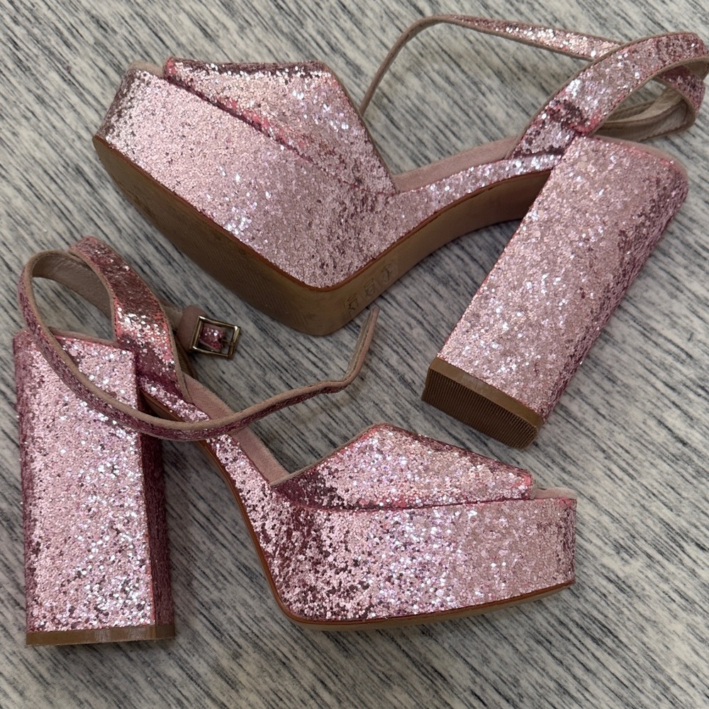 Glittery Pink Platform Heels